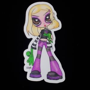 Alien space girl plush sticker punk 90s Y2K